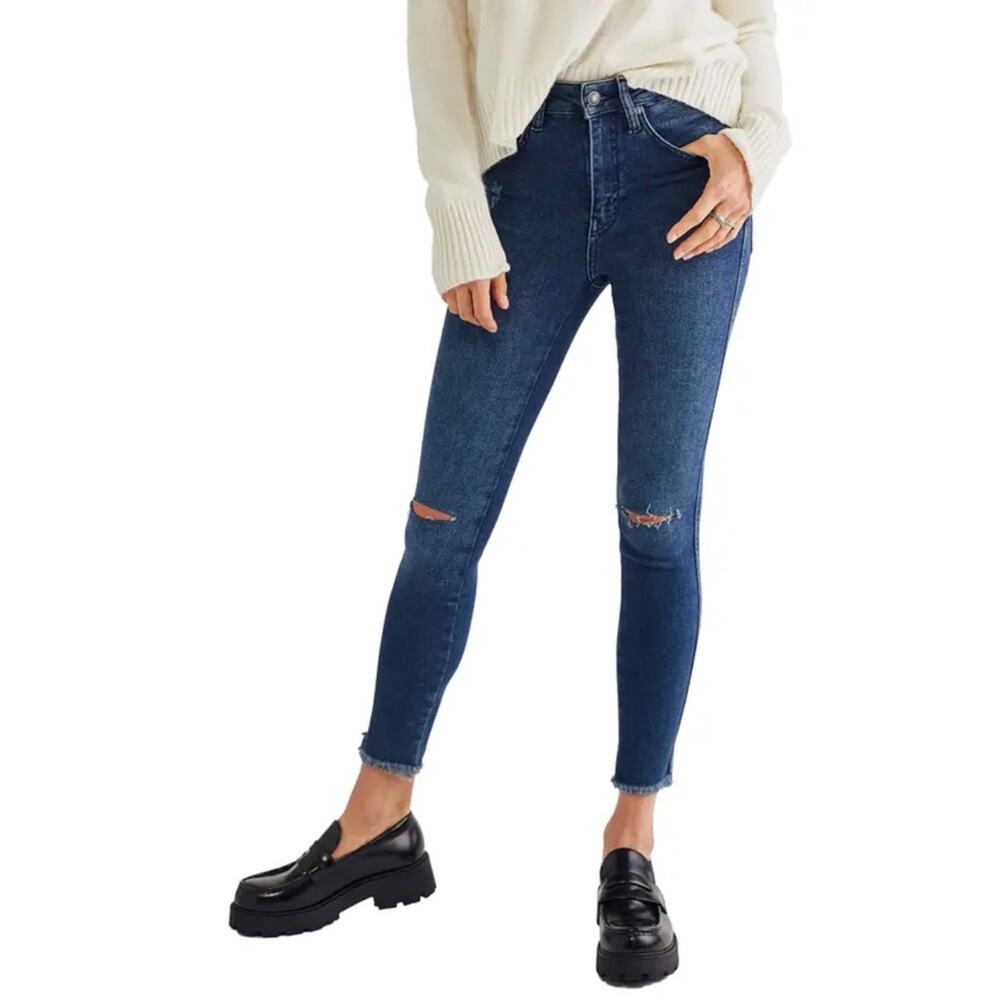 NWT Free People High Waist Crop Raw Hem Jeans